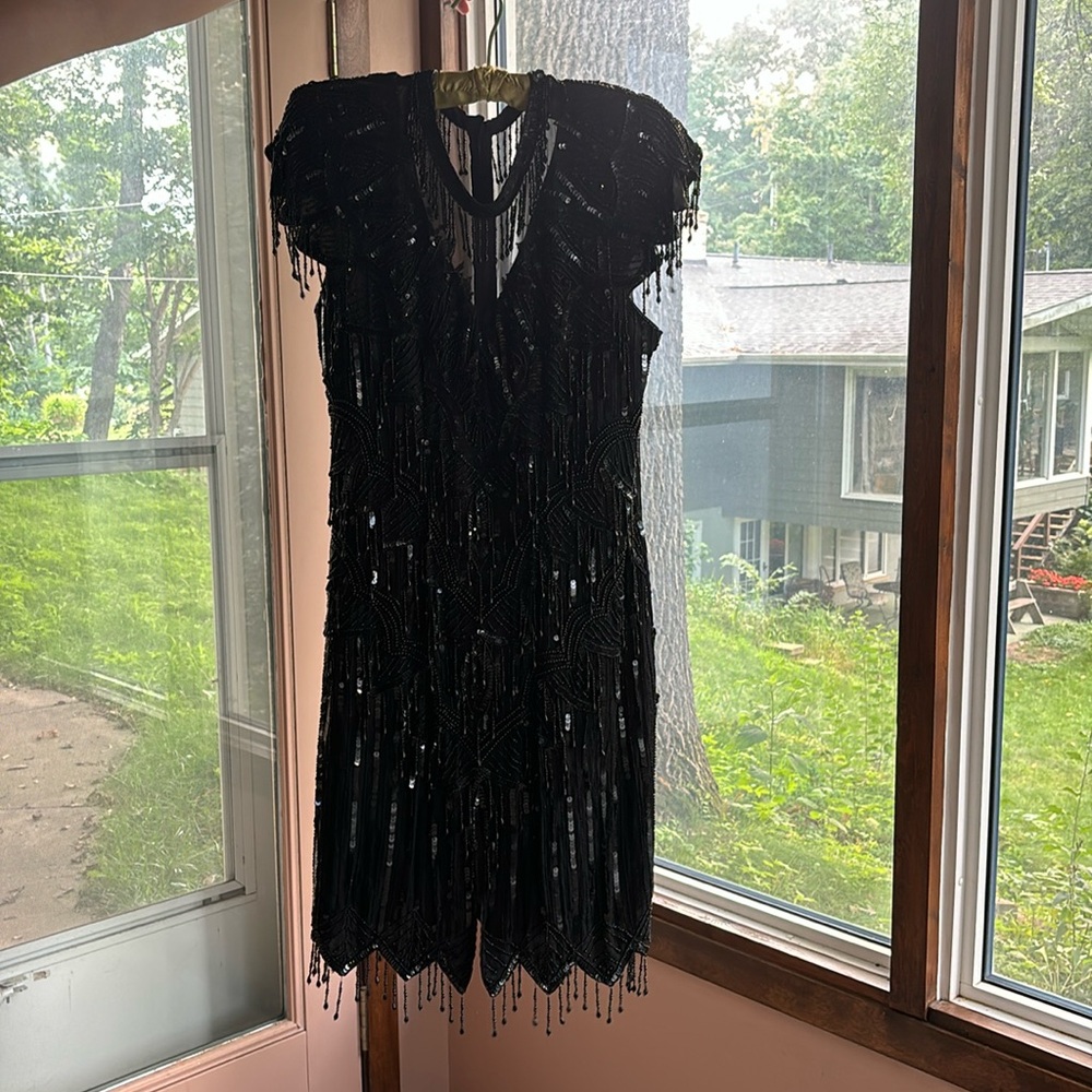 Black beaded sequin Laurence Kazar dress